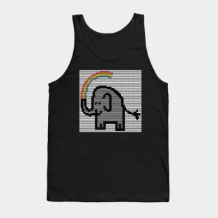 Animals Knitted Patch Ultimate Gray Elephant and Rainbow Tank Top